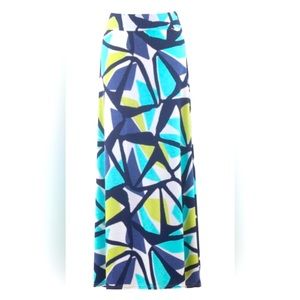 Marble Teal Geometric Long Skirt Small